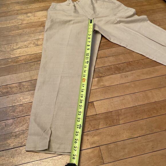 Liz Claiborne Lizsport Linen Blend Pants Women’s Size 14 Petite Beige Pleated - Picture 4 of 12